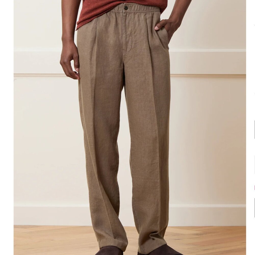 Todd Snyder Relaxed Linen Leisure Pant in Pale Oak